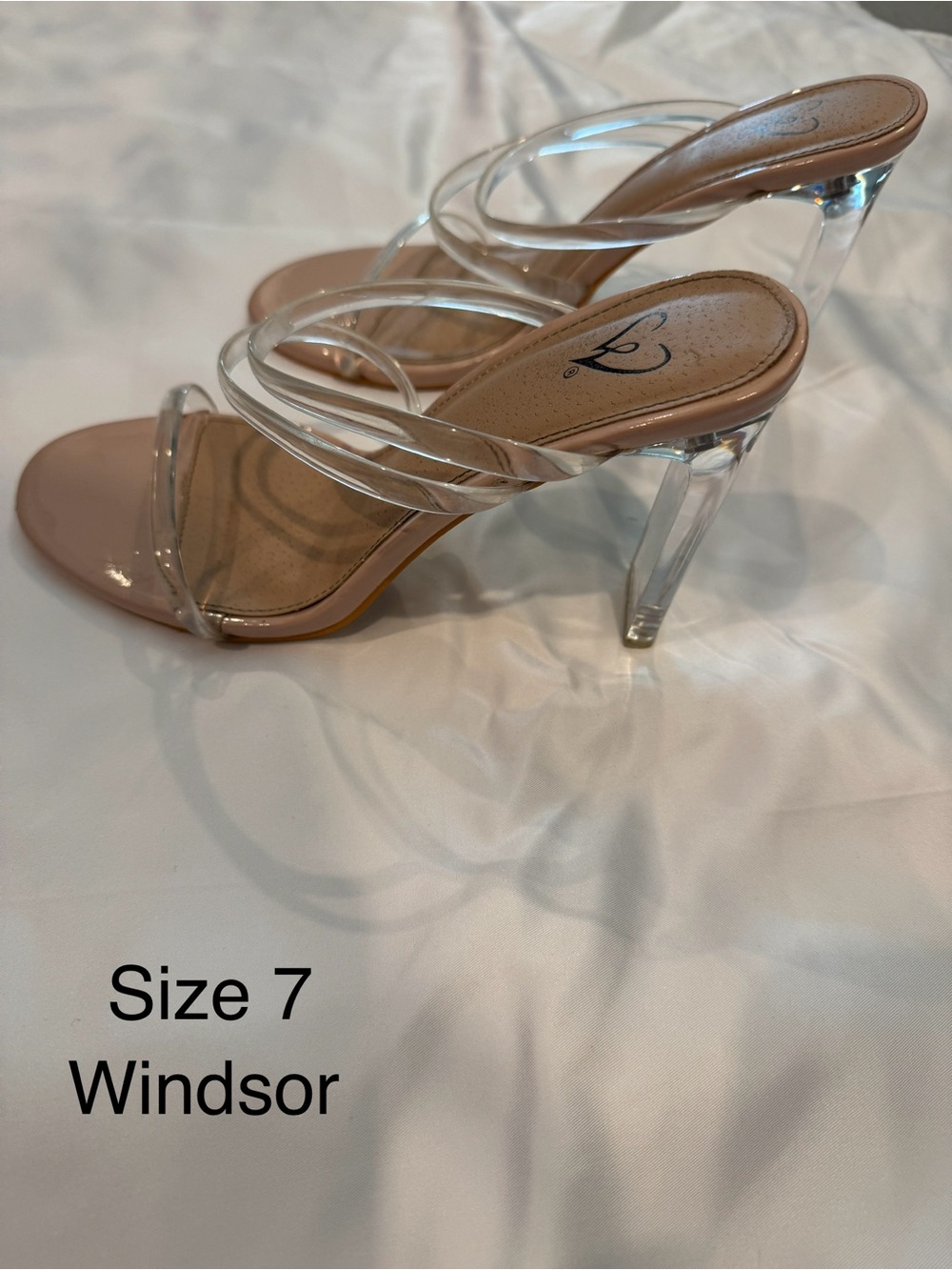 Windsor Clear-Strap Nude High Heel Sandals